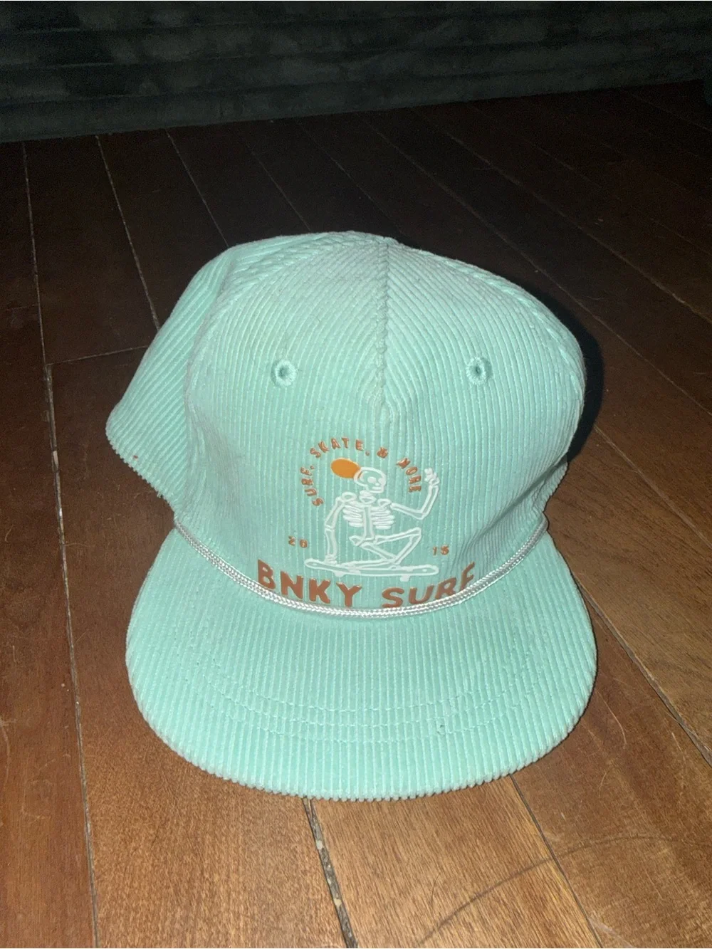 BNKY SURF Mint Corduroy Kids Cap with Skeleton Surf Graphic